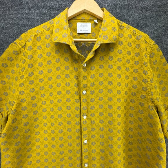 Baird McNutt Murano Shirt Mens Extra Large Linen‎ Blend Button Up Mustard Yellow - Picture 2 of 14